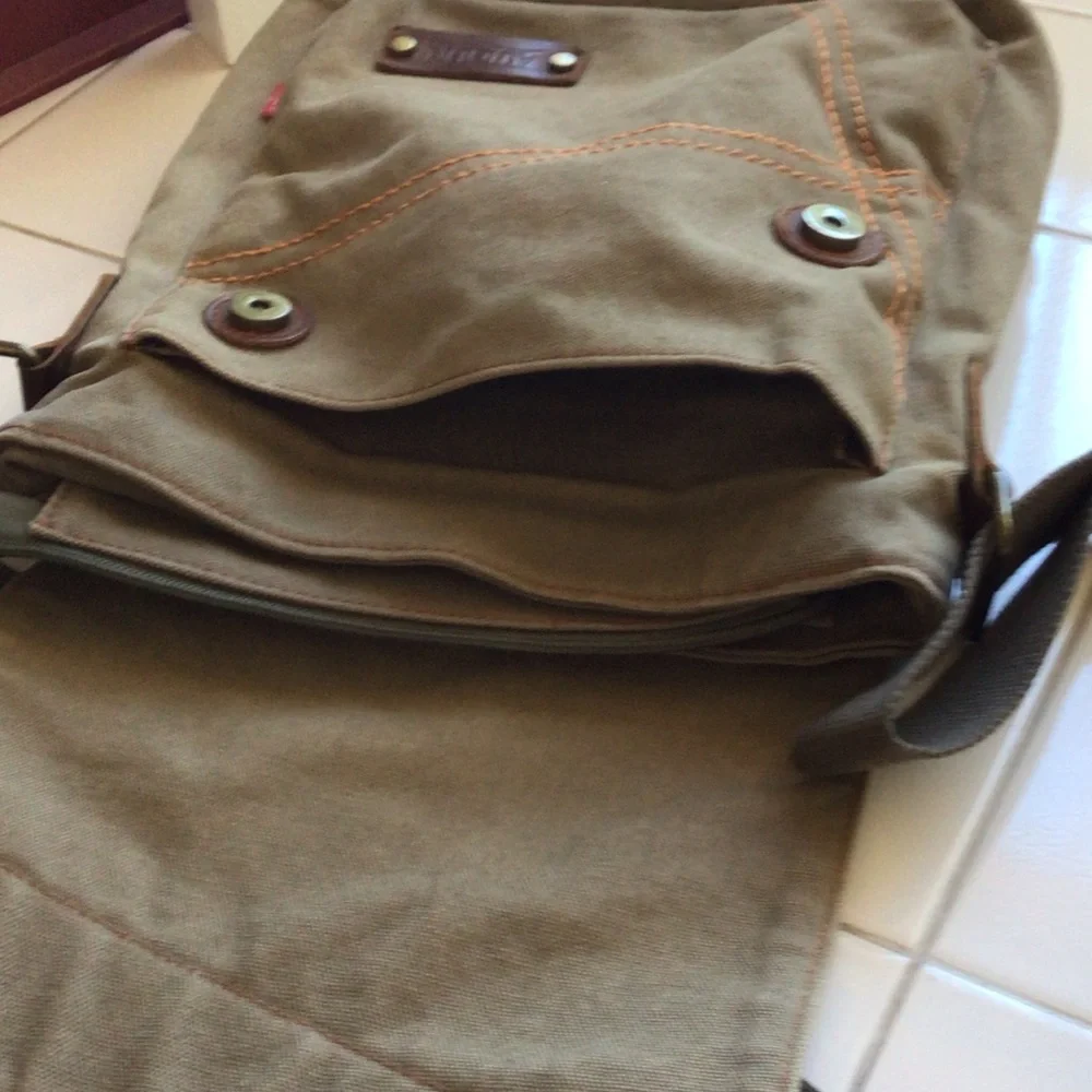 ‘Augur’ Canvas/Genuine Leather Messenger Bag
